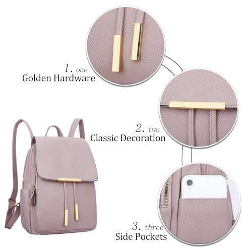 KKXIU Trendy Leather Backpack Purse for Women and Ladies Shoulder Travel Daypacks Bags (A-Pink) - Image 5