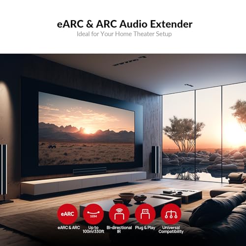 v AV Access AV Access eARC & ARC Audio Extender Over Cat 5e/6/6a/7 Ethernet Cable Up to 100m/330ft, Audio Extender with 2-Way IR, RS232 & CEC, Ideal for Home Theater - Image 2
