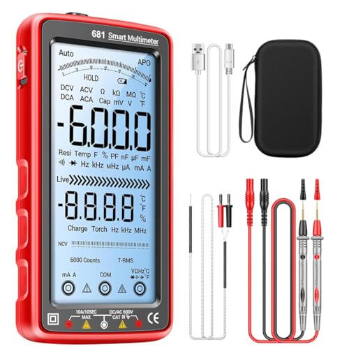 Serplex® Digital Multimeter Tester Auto-Ranging TRMS 6000 Counts Voltmeter Smart USB Rechargeable Meter Measures AC/DC Current/NCV/Voltage/Ohm/Amp/Resistance/Diodes/Countinuity/Capacitance/Temperature - Image 1