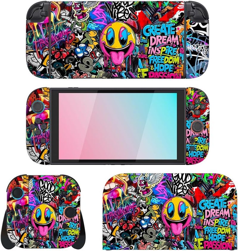 جلد فينيل PEYANZ متوافق مع Nintendo Switch 2 (2025) | غطاء واقي قابل للتثبيت | غطاء مزين برسومات أنمي للجرافيتي الشارعي | سهل التركيب | خالي تمامًا من الفقاعات (StreetGraffiti)
