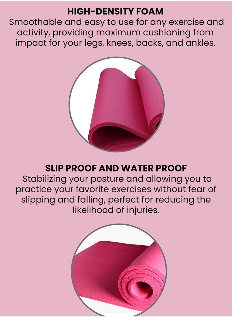 BORTONY Everyday Essentials Extra Thick High-Density Anti-Tear Exercise Yoga Mat with Carrying Strap  - Image 4