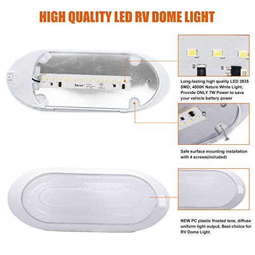 Facon 12V LED Bright RV Pancake Light Surface Mount, DDS01-008, 12Volt Interior Light with Switch, for RV Motorhomes Camper Caravan Trailer Boat, 3400K - Image 3