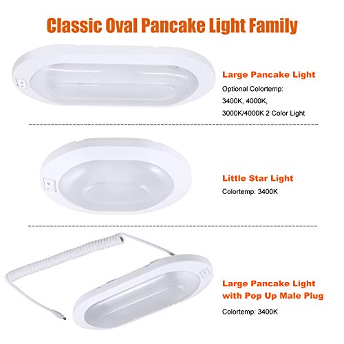 Facon 12V LED Bright RV Pancake Light Surface Mount, DDS01-008, 12Volt Interior Light with Switch, for RV Motorhomes Camper Caravan Trailer Boat, 3400K - Image 2