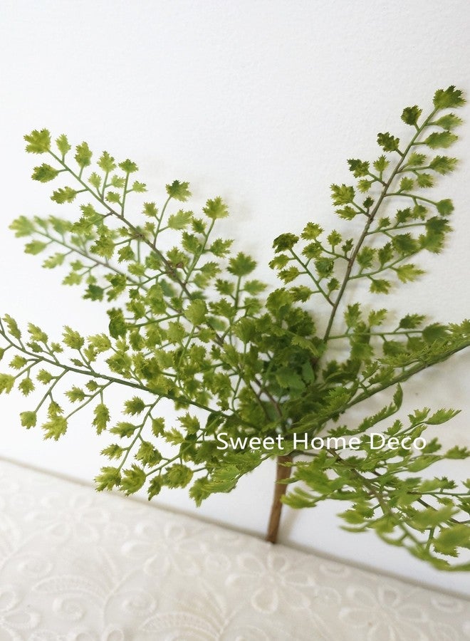 Sweet Home Deco 12'' UV Protected Green Fern Artificial Bush Indoor/Outdoor Greenery Set of 3 (Maidenhair Fern x3) - Image 2