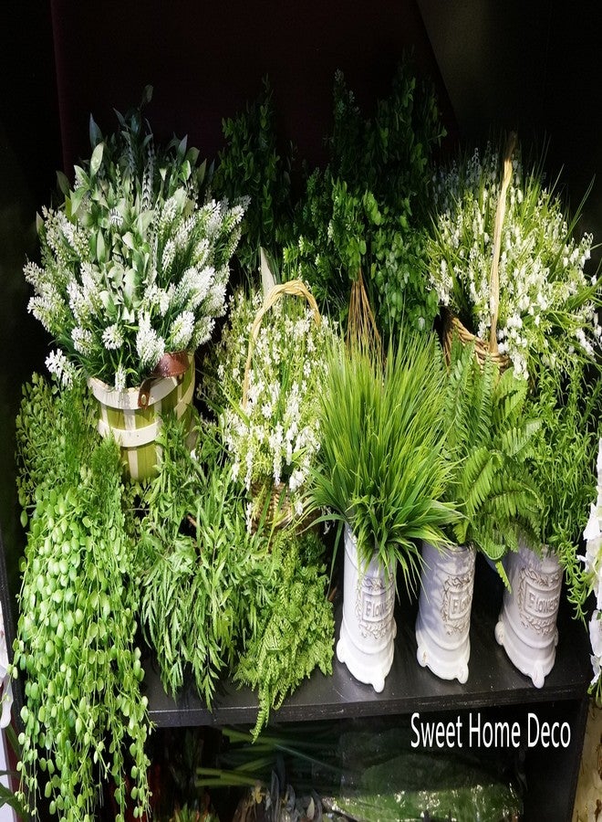 Sweet Home Deco 12'' UV Protected Green Fern Artificial Bush Indoor/Outdoor Greenery Set of 3 (Maidenhair Fern x3) - Image 4