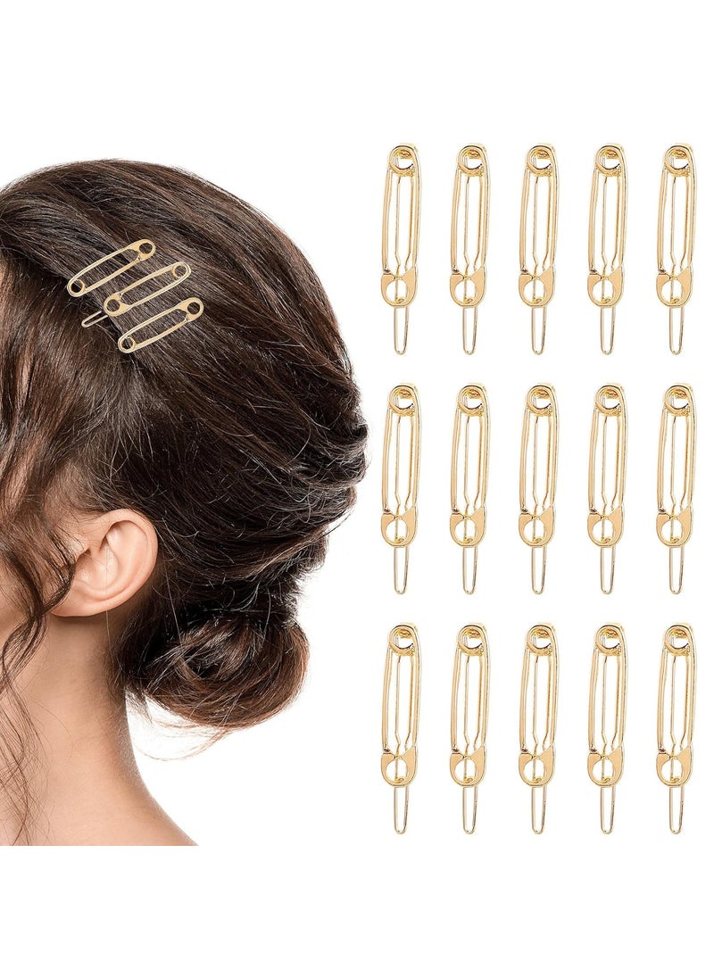 Framendino Framendino 15 Pack Gold Hair Clips Safety Pin Shape Hairpins Barrettes Goth for Women Girls Accessories 