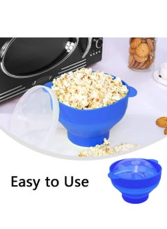 SYOSI وعاء بوبكورني بالقوة المايكروويف من السيليكون، خالي من BPA وعاء بوبكورني قابل للطي للاستخدام في المنزل، الحفلات، مشاهدة الأفلام، آمن للغسالة-أزرق (15*12.7*8.5 سم)  - Image 5