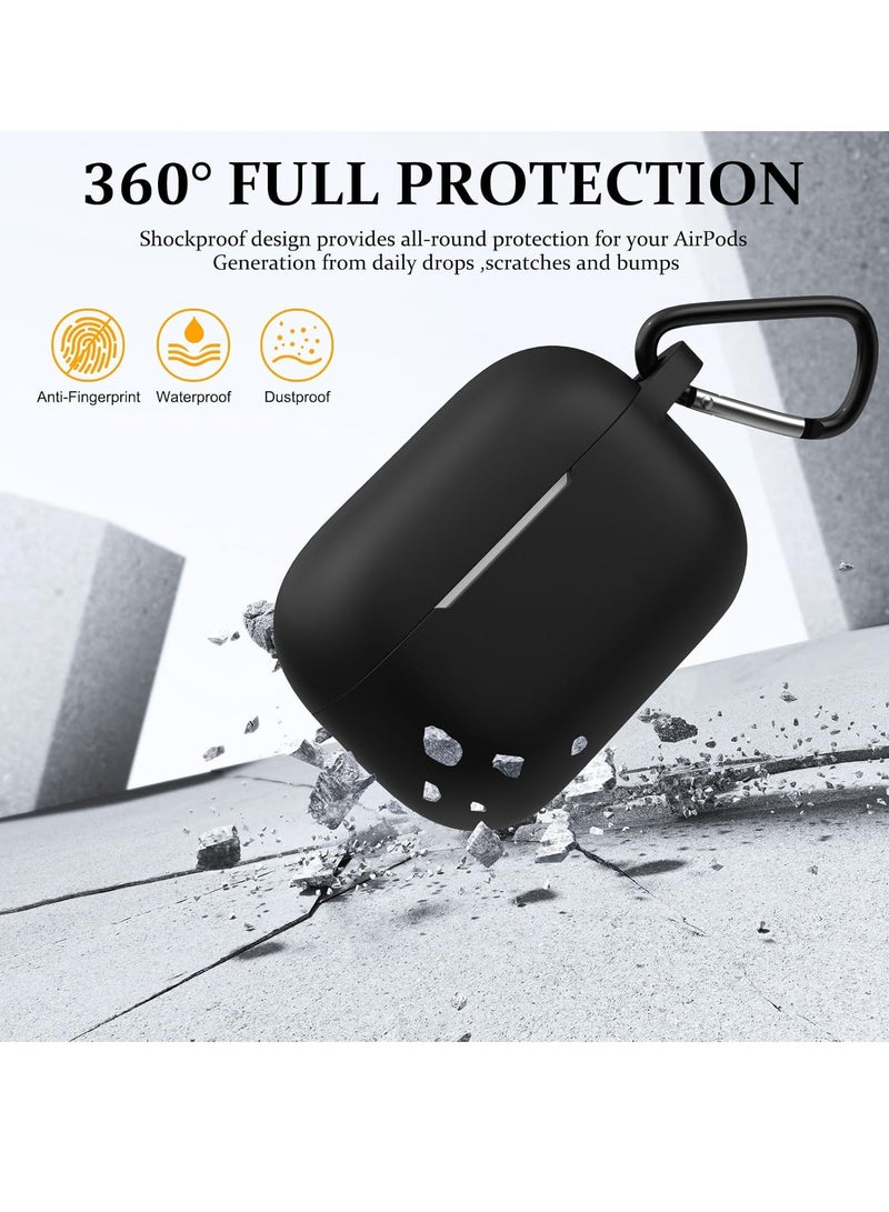 shomira Compatible with AirPods Pro 2 Case, Silicone Shockproof Protective Case for AirPods Pro 2nd Generation 2022 Case Cover with Carabiner (Black) - Image 3