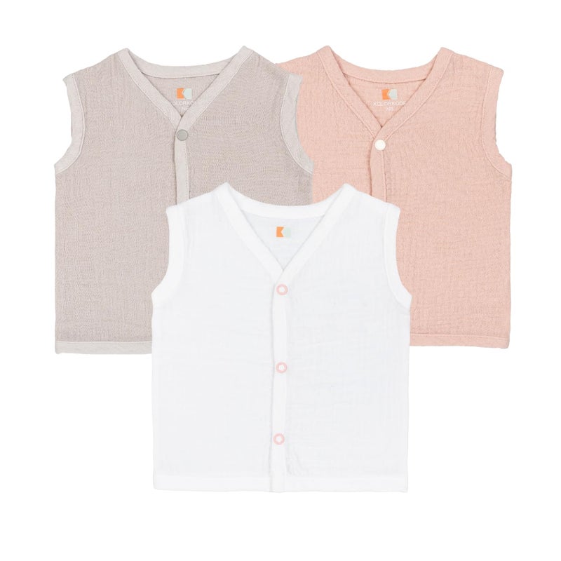 Kolorkode Muslin Jabla for Newborn Baby boy and Baby Girl. 100% Organic Cotton. Pack of 3. Multicolor. White Grey Pink Jabla (Multicolor, 0-3 Months) - Image 1