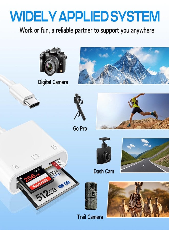 قارئ بطاقات SD بمنفذ USB-C لأجهزة iPhone 16/15/iPad/Mac، قارئ بطاقات ذاكرة USB-C 3 في 1 مع بطاقات Compact Flash/CF/SD/TF، محول كاميرا رقمية، قارئ بطاقات SD لأجهزة iPhone متوافق مع MacBook Pro/Air/Mini Mac - Image 3