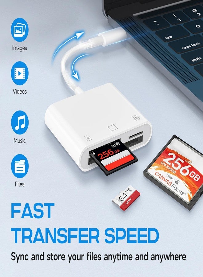 قارئ بطاقات SD بمنفذ USB-C لأجهزة iPhone 16/15/iPad/Mac، قارئ بطاقات ذاكرة USB-C 3 في 1 مع بطاقات Compact Flash/CF/SD/TF، محول كاميرا رقمية، قارئ بطاقات SD لأجهزة iPhone متوافق مع MacBook Pro/Air/Mini Mac - Image 5