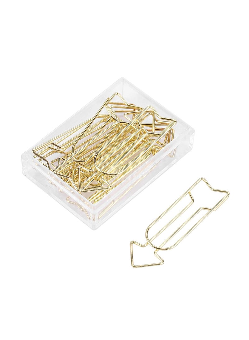 KASTWAVE Gold Paper Clips, 12Pcs Small Metal Arrow Paper Clips Bookmarks, Marking Document Organizing Clip Stationery Page Marker for Office School Supplies, for Kids School Student Stationery - Image 4