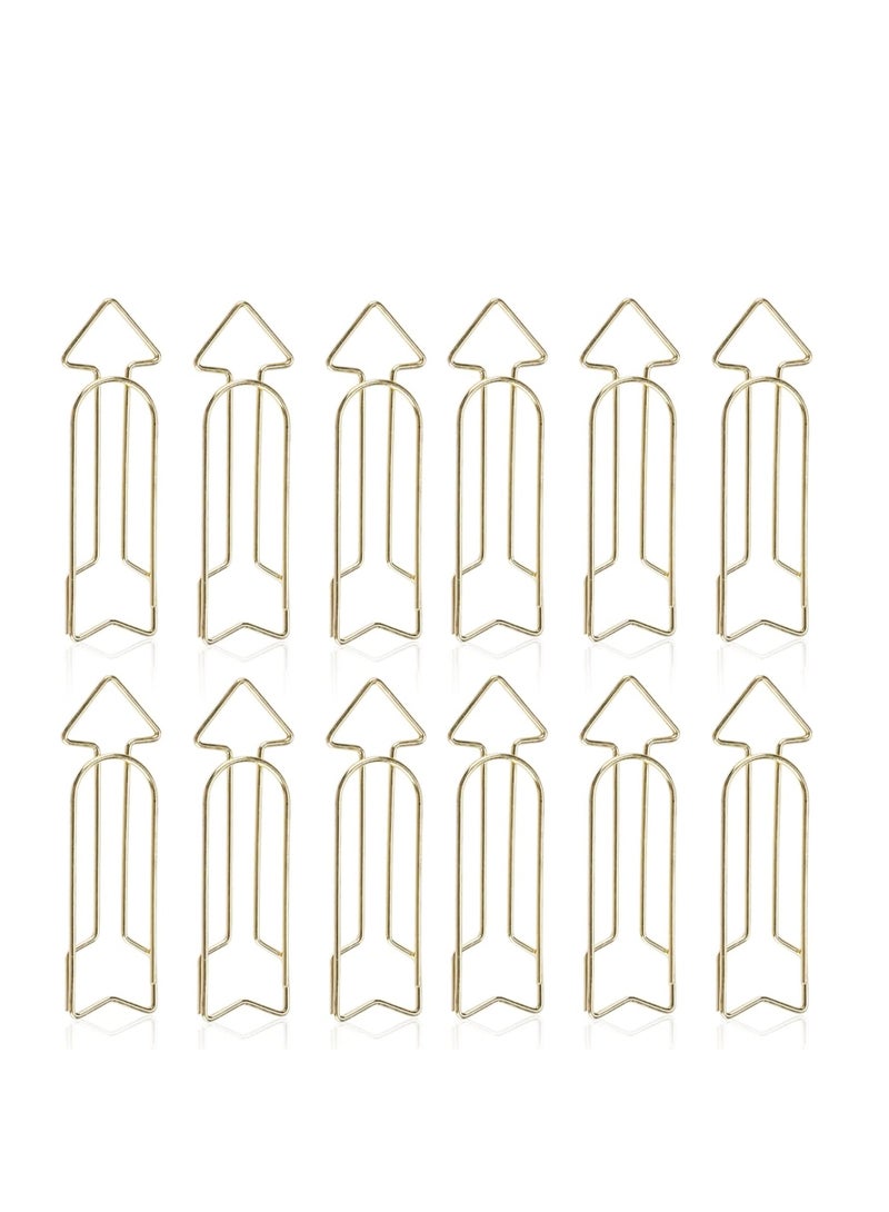 KASTWAVE Gold Paper Clips, 12Pcs Small Metal Arrow Paper Clips Bookmarks, Marking Document Organizing Clip Stationery Page Marker for Office School Supplies, for Kids School Student Stationery - Image 1