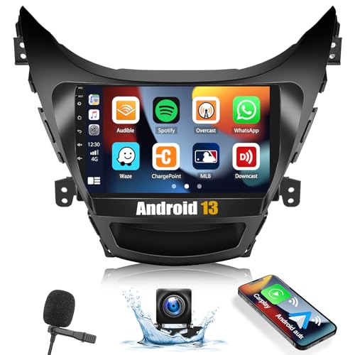 SIXWIN 1G+32G Android Car Stereo Radio for Hyundai Elantra 2011 2012 2013 with Wireless Apple Carplay Android Auto Bluetooth 9 inch Touchscreen with GPS Navigation WiFi HiFi FM RDS Backup Camera MIC - Image 1