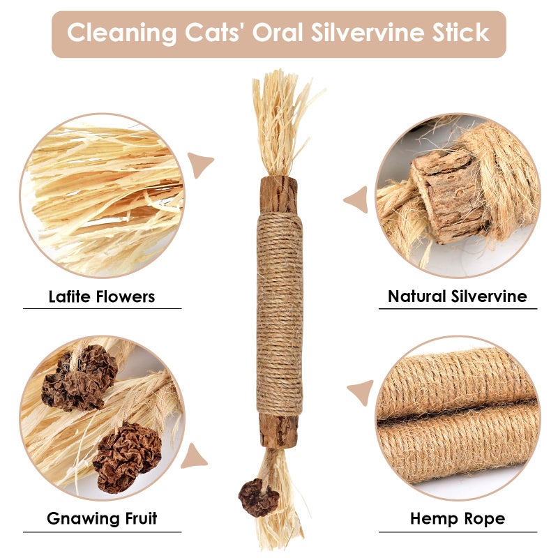 Bissap 10 PCS Silvervine Chew Sticks for Cats, Catnip Chew Sticks Cat Toys for Indoor Cat Kitten Teeth Grinding Interactive Feather Toys for Aggressive Chewers Dental Care - Image 3
