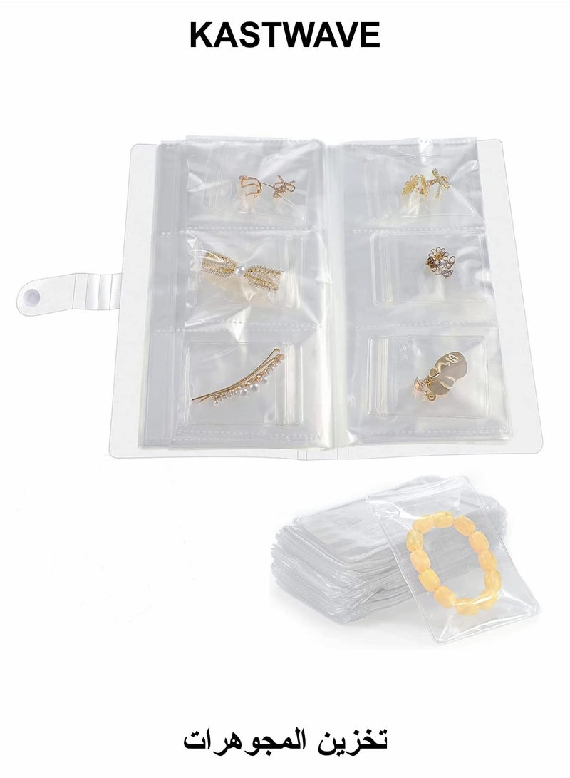 KASTWAVE Transparent Jewelry Storage Book Portable Travel(160 Grids +30pcs Jewelry Storage Bag) - Image 1