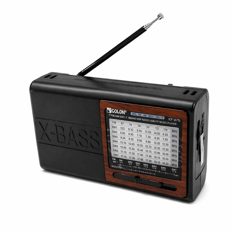 GOLON Portable Retro Radio 3-Band (AM/FM/SW) Pocket Receiver with High Sensitivity Antenna - Black & Brown - A1-329 - Image 3