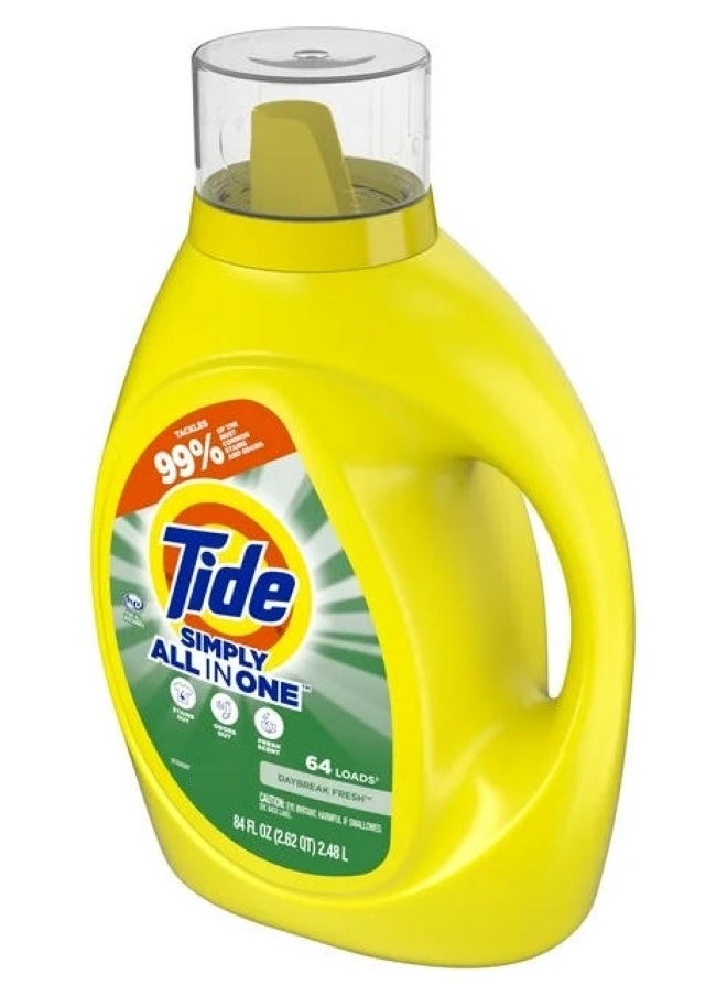 Tide Simply All In One Liquid Laundry Detergent 64 Loads Daybreak Fresh 2.72 L  - Image 2