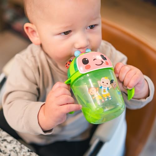 The First Years Cocomelon Weighted Straw Cup - Spill Proof Toddler Straw Cups with Flip Top Cover - Transition Sippy Cups - Toddler Feeding Supplies - 7 Oz - Ages 6 Months and Up - Image 2
