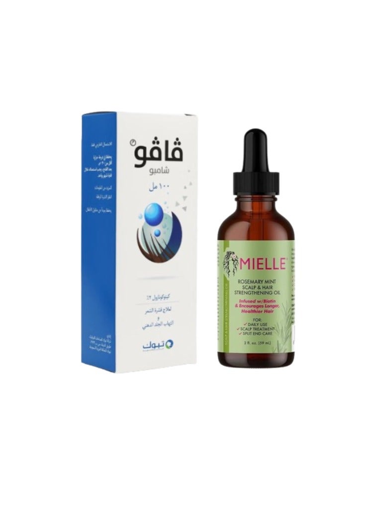 فافو زيت مقوي لفروة الرأس والشعر بخلاصة اكليل الجبل والنعناع 59 مل 59ملليلتر + فافو2% شامبو 100 مل
