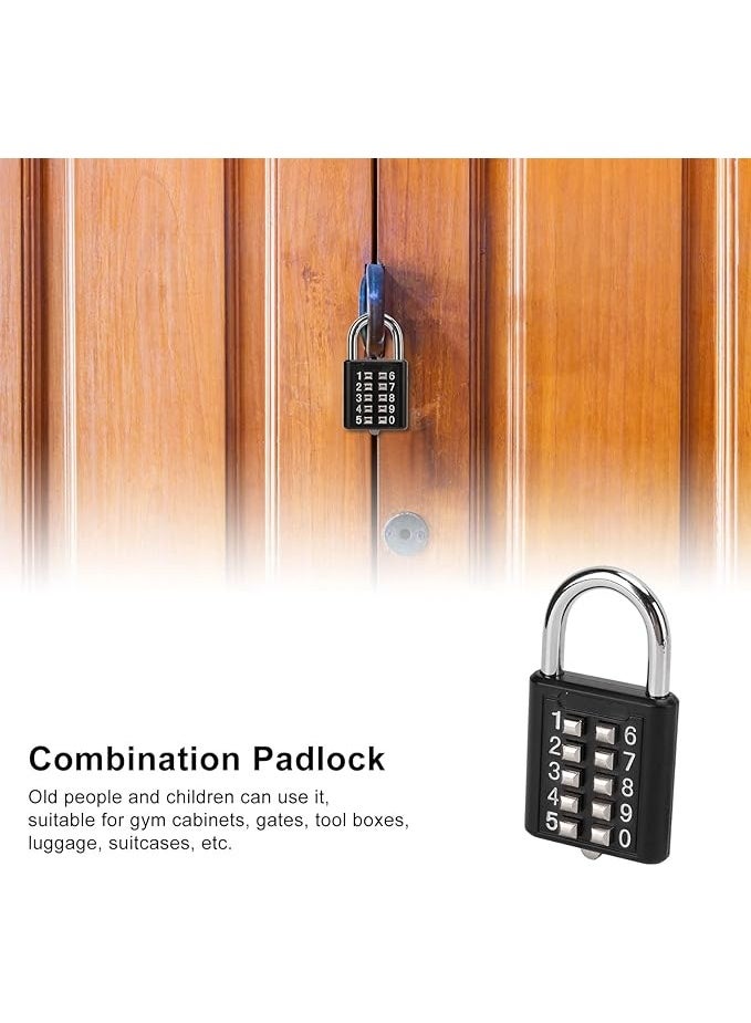 Security Combination Lock - 10 Digits Push Button Outdoor Waterproof Padlock for Gym, Cabinet, Gate, Toolbox, Suitcase - Image 2