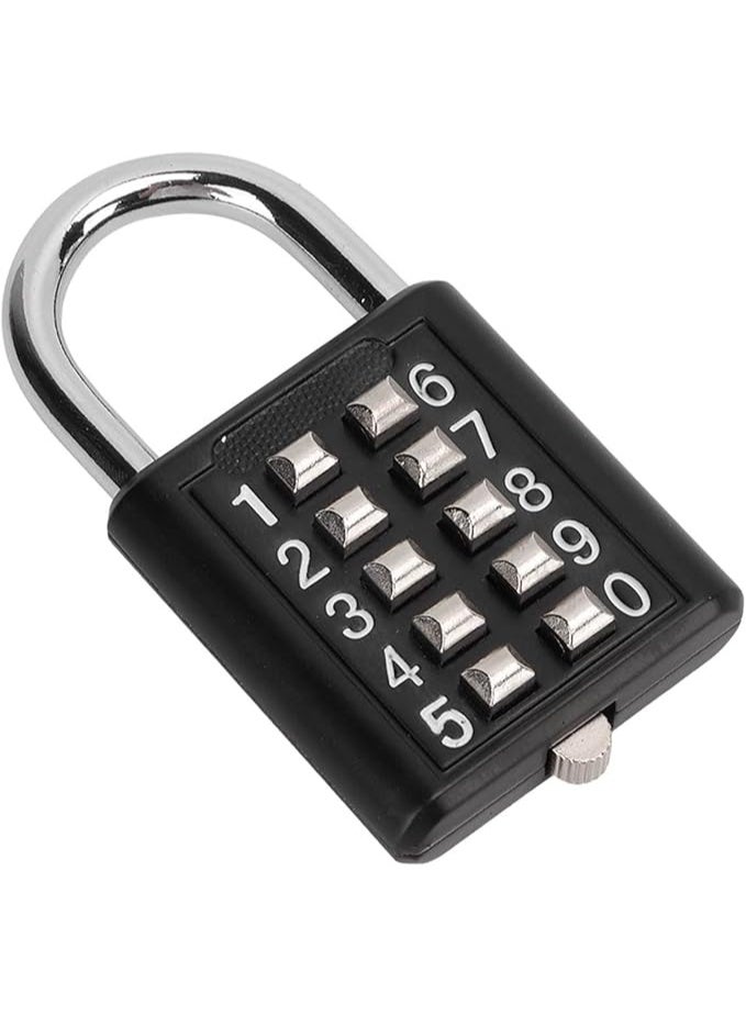 Security Combination Lock - 10 Digits Push Button Outdoor Waterproof Padlock for Gym, Cabinet, Gate, Toolbox, Suitcase - Image 1