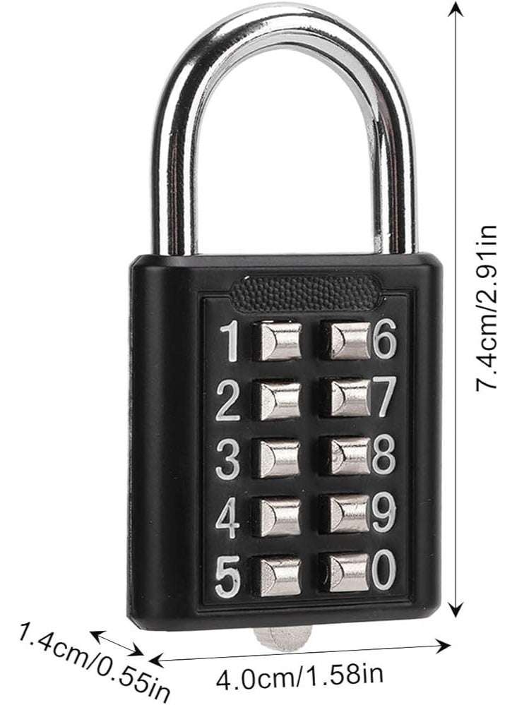 Security Combination Lock - 10 Digits Push Button Outdoor Waterproof Padlock for Gym, Cabinet, Gate, Toolbox, Suitcase - Image 4