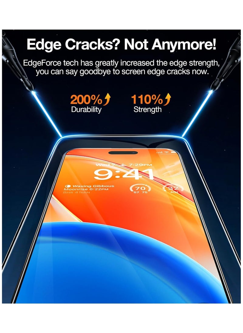 TORRAS TORRAS Diamond Shield for iPhone 15 Pro Max Screen Protector [Military-Grade Protection] Unbreakable 9H Shatterproof Tempered Glass for iPhone 15 ProMax Full Coverage Screen Protector  - Image 3