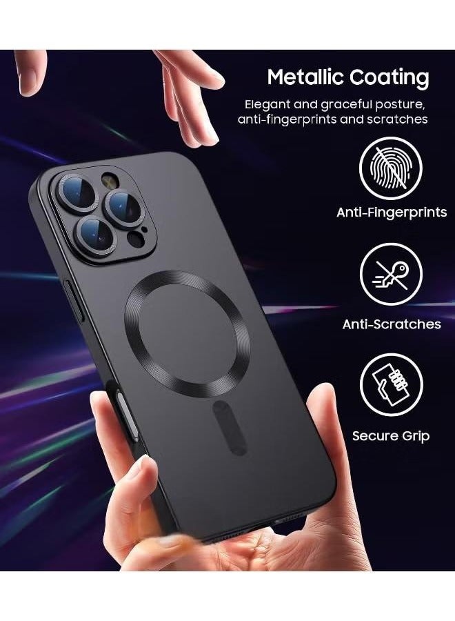 جراب مغناطيسي لهاتف iPhone 16 Pro Max، [متوافق مع MagSafe] [واقي عدسة الكاميرا المدمج] [رفيع وخفيف] جراب ناعم من السيليكون مقاوم للصدمات غير لامع لهاتف iPhone 16 Pro Max مقاس 6.9 بوصة، أسود - Image 3