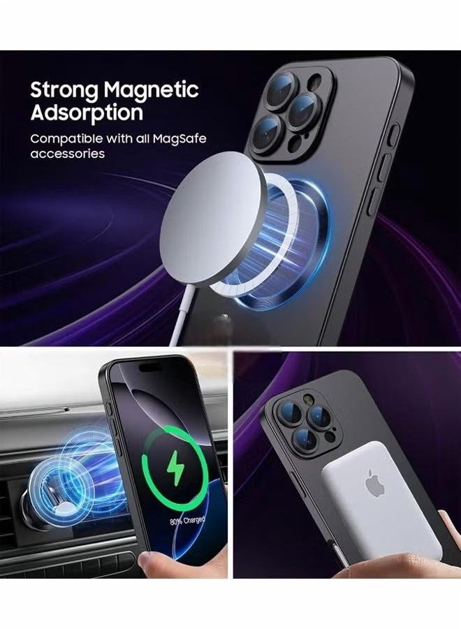 جراب مغناطيسي لهاتف iPhone 16 Pro Max، [متوافق مع MagSafe] [واقي عدسة الكاميرا المدمج] [رفيع وخفيف] جراب ناعم من السيليكون مقاوم للصدمات غير لامع لهاتف iPhone 16 Pro Max مقاس 6.9 بوصة، أسود - Image 4