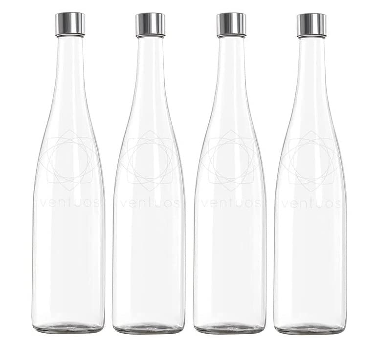 AVVIC MART Glass Water Bottle 750 ml Plain Narrow Mouth for Beverages, Oil, Vinegar, Beer, Water, Soda, Airtight Lid & Leak Proof Cap - Clear - Pack of-4 - Image 5
