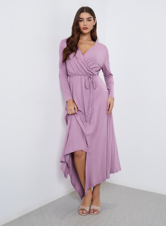 Styli Lilac Long Sleeve Wrap Maxi Dress - Image 1
