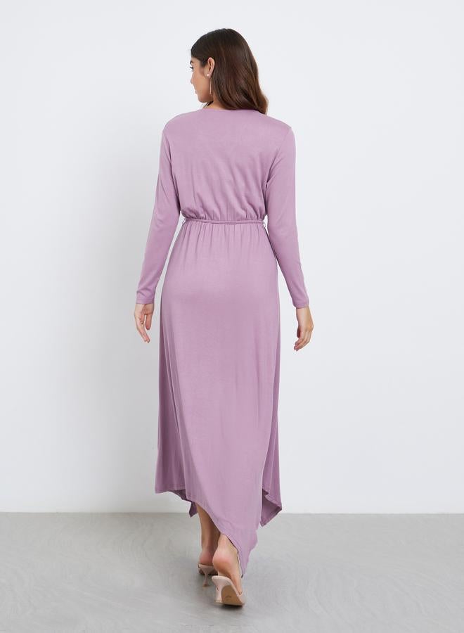 Styli Lilac Long Sleeve Wrap Maxi Dress - Image 5