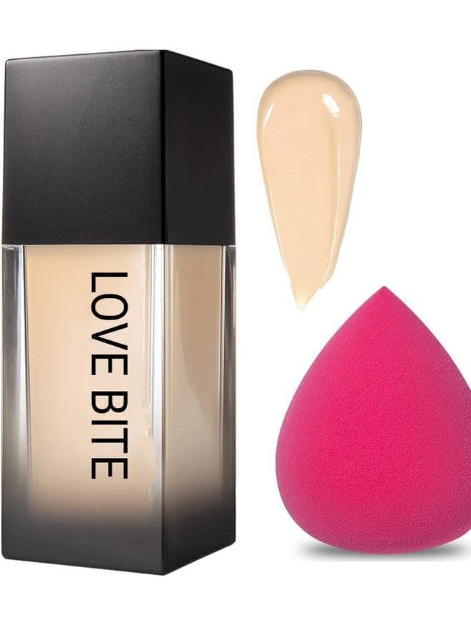 LOVE BITE Fauxlens Liquid Foundation Cream, 35ml, Full Coverage, Natural Finish, With Sponge - Image 2