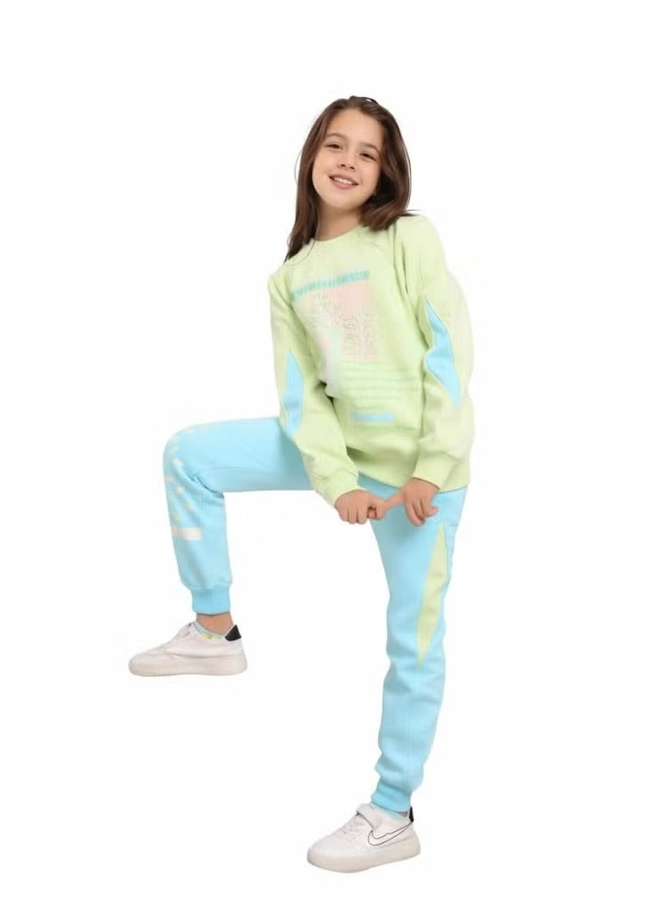 Macaw Girls 2-Piece Winter Outfit Set, 100% Cotton Padded Fabric, Thick Outer Layer, Anti-Pilling & Fade Resistant, Warm and Soft Set for Girls 6–12 Years - Image 1