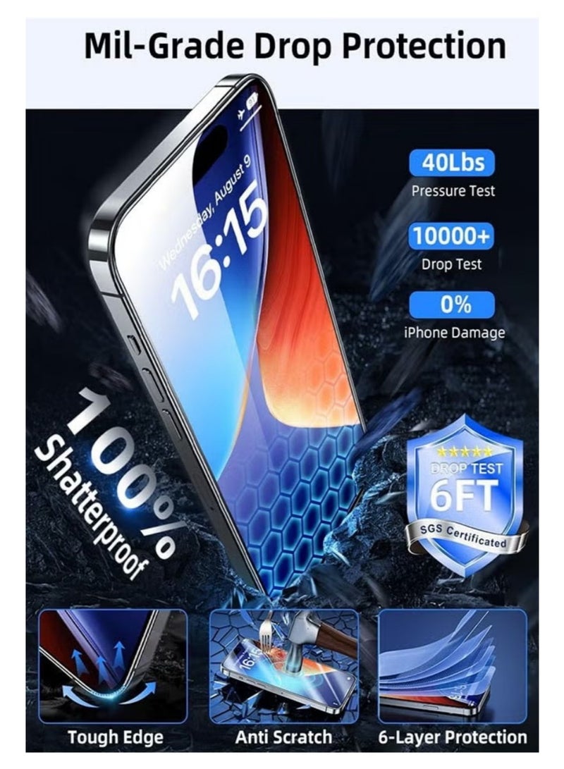 iPhone 16 Pro Screen Protector 6.3 inch - HD Clear Film, Ultimate Display Protection, Crystal Clear Clarity, Easy Installation, Premium Quality, 2 Pack - Image 2