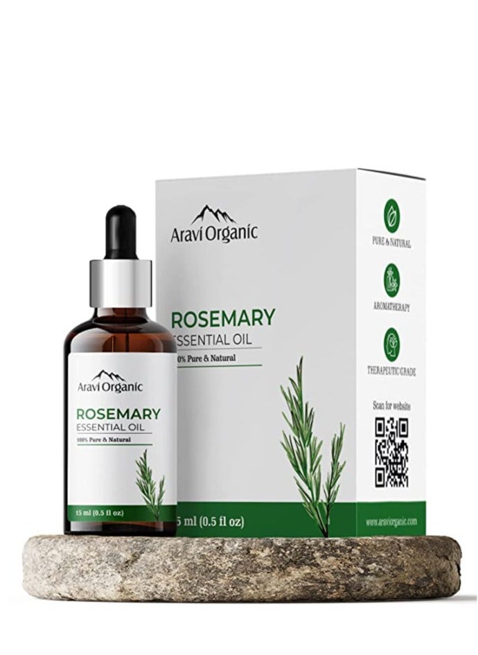 Aravi Organic - Aravi Organic Rosemary Essential Oil 15ml With Neem Wood Comb  Pack of 2 - Image 1