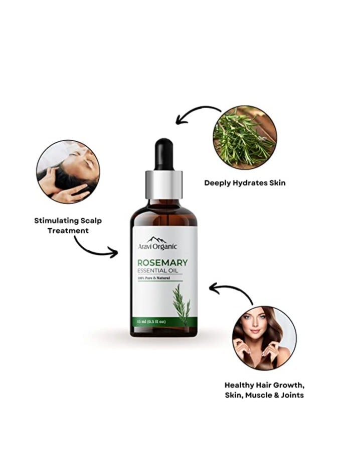 Aravi Organic - Aravi Organic Rosemary Essential Oil 15ml With Neem Wood Comb  Pack of 2 - Image 1