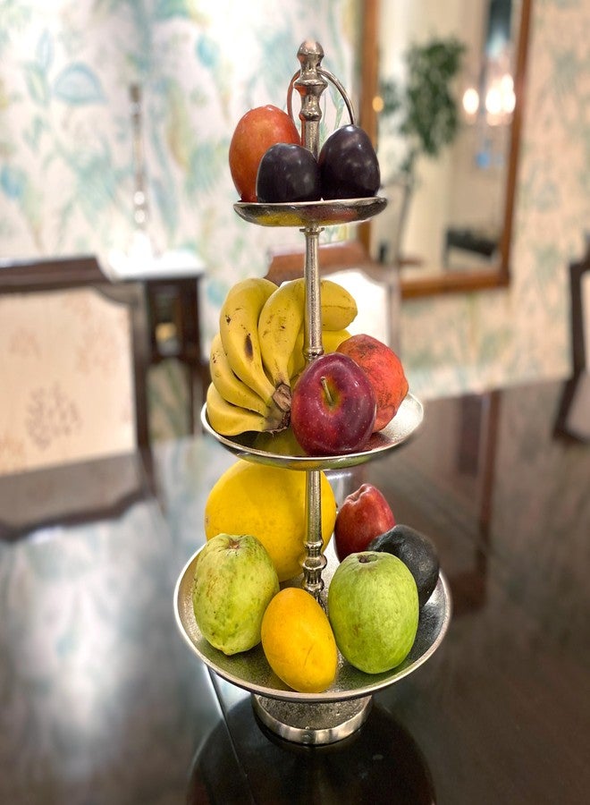 Rely+ Dessert Cupcake Stand 3-Tiered Serving Tray 20" Tall 3 Tier Fruits and Cup Cake Stand for Tea Party Birthday Holiday Gatherings Weddings Baby Showers Silver Finish Sturdy Design - Image 5