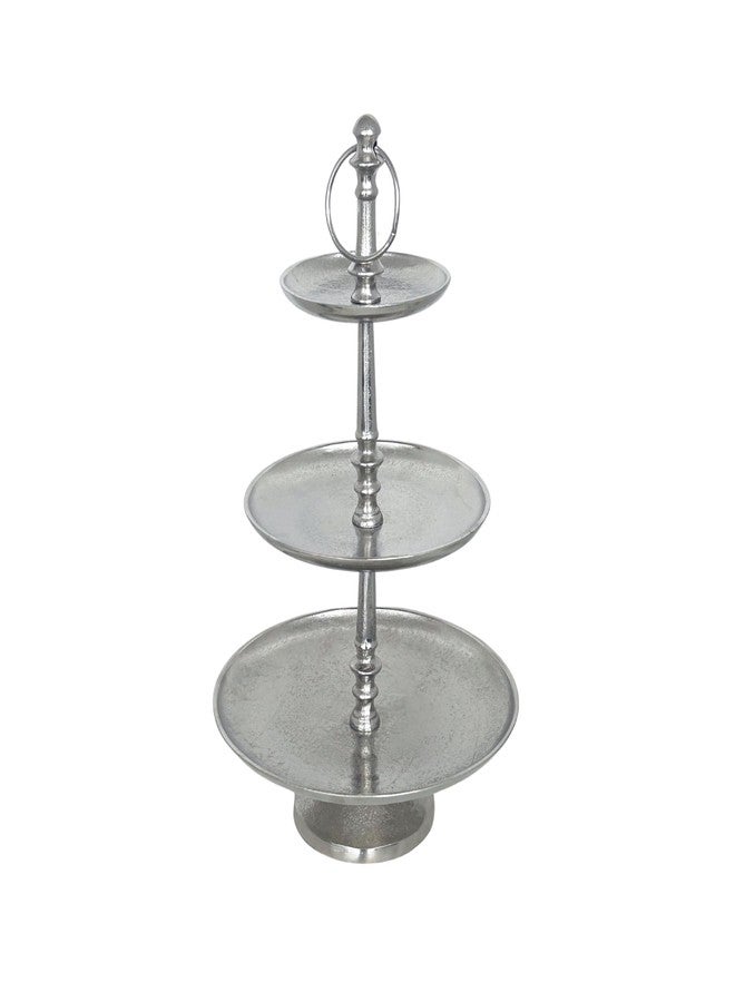Rely+ Dessert Cupcake Stand 3-Tiered Serving Tray 20" Tall 3 Tier Fruits and Cup Cake Stand for Tea Party Birthday Holiday Gatherings Weddings Baby Showers Silver Finish Sturdy Design - Image 1
