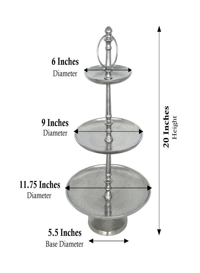 Rely+ Dessert Cupcake Stand 3-Tiered Serving Tray 20" Tall 3 Tier Fruits and Cup Cake Stand for Tea Party Birthday Holiday Gatherings Weddings Baby Showers Silver Finish Sturdy Design - Image 3