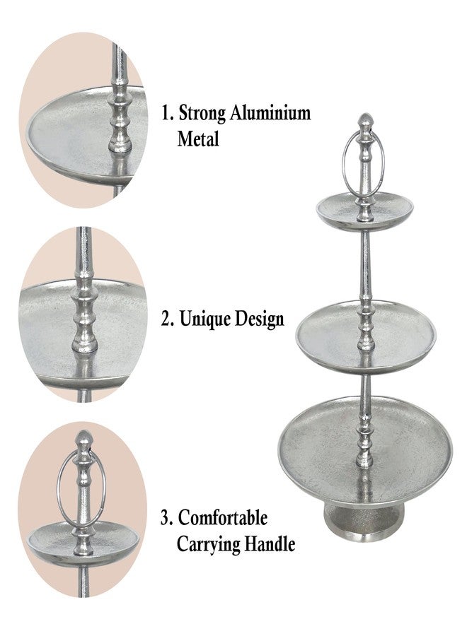 Rely+ Dessert Cupcake Stand 3-Tiered Serving Tray 20" Tall 3 Tier Fruits and Cup Cake Stand for Tea Party Birthday Holiday Gatherings Weddings Baby Showers Silver Finish Sturdy Design - Image 4