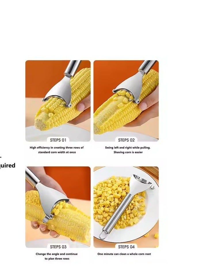 Stainless Steel Corn Planer Corn Cob Stripper Tool with Ergonomic Handle Portable Serrated Corn Stripper Thresher Kitchen Gadget  - Image 1
