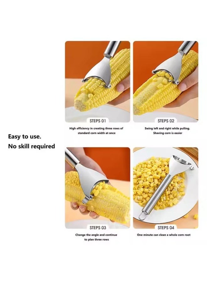 Stainless Steel Corn Planer Corn Cob Stripper Tool with Ergonomic Handle Portable Serrated Corn Stripper Thresher Kitchen Gadget  - Image 2