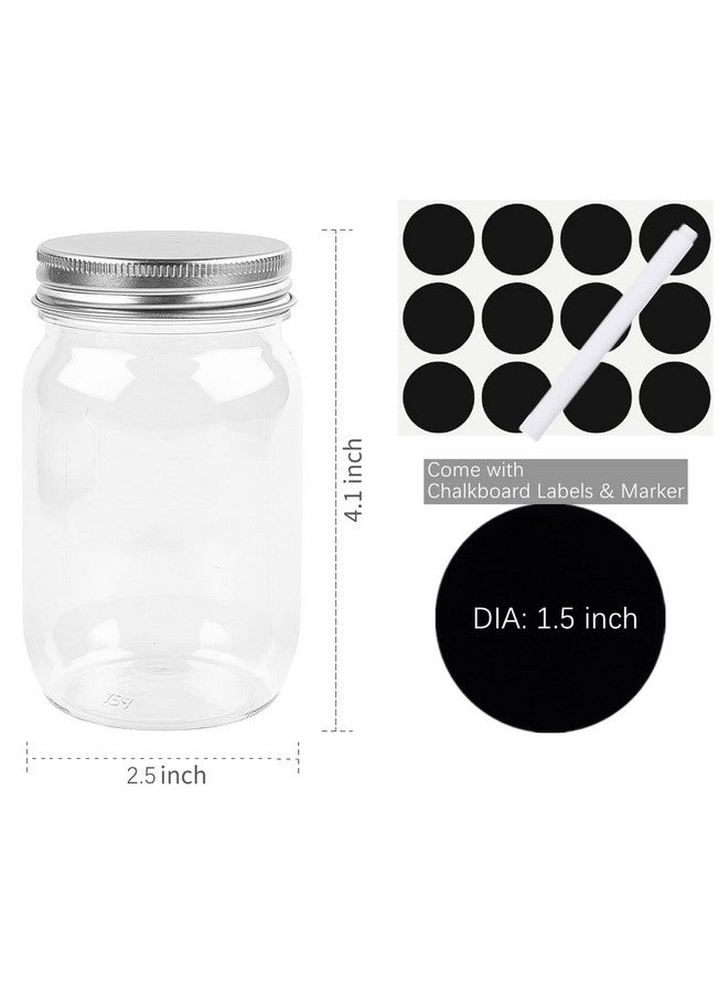 TUZAZO 8 Ounce Clear Plastic Mason Jars Containers With Screw On Lids - Refillable Round Empty Plastic Slime Storage Containers for Kitchen & Household Storage - BPA Free (12 Pack) - Image 2