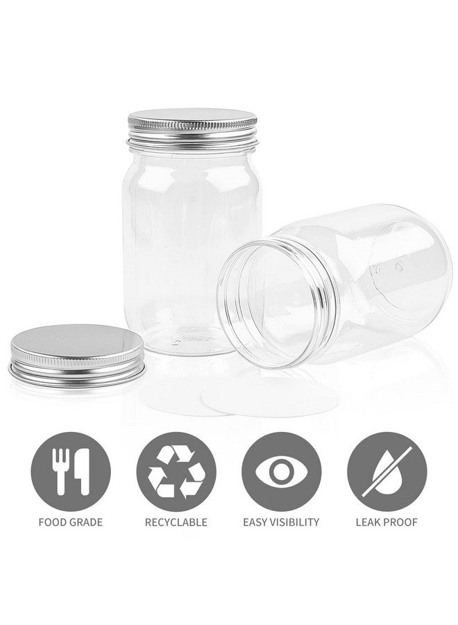 TUZAZO 8 Ounce Clear Plastic Mason Jars Containers With Screw On Lids - Refillable Round Empty Plastic Slime Storage Containers for Kitchen & Household Storage - BPA Free (12 Pack) - Image 3