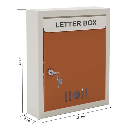 Planet Letter Box/Wall Mount Mailbox/Post Box/Letter Box for Home gate/A4 Size Complaint Box/Suggestion Box/Donation Box with Key Lock (Orange & Ivory) - Image 3