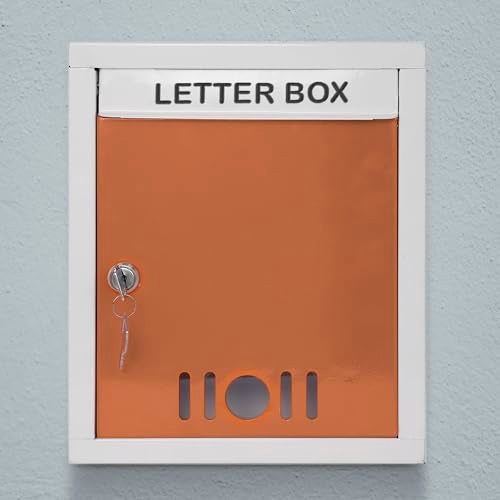Planet Letter Box/Wall Mount Mailbox/Post Box/Letter Box for Home gate/A4 Size Complaint Box/Suggestion Box/Donation Box with Key Lock (Orange & Ivory) - Image 5