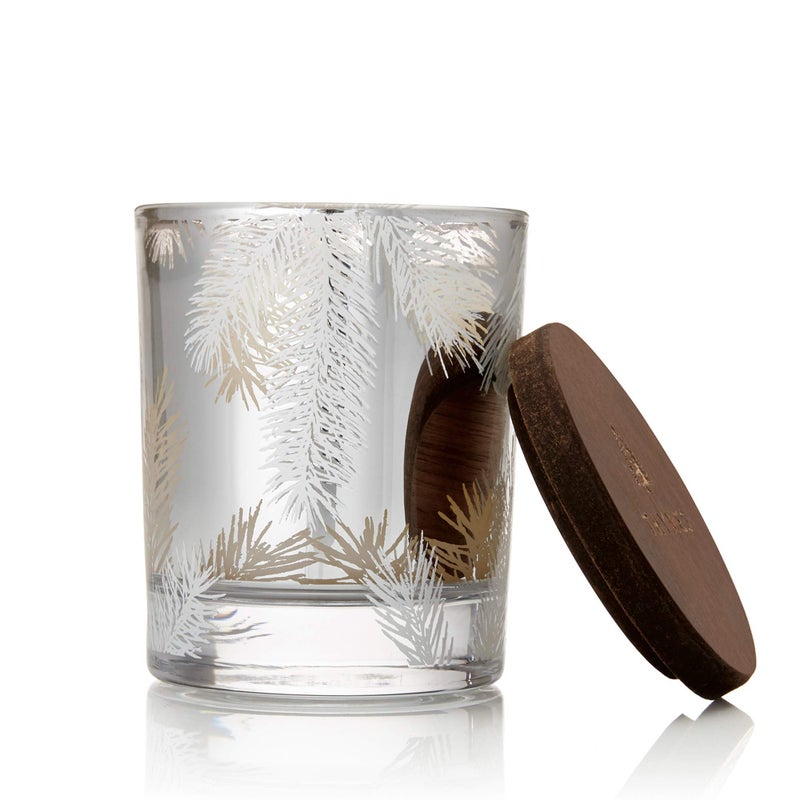 Thymes Frasier Fir Candles Statement Collection Silver with Pine Needle Design Scented Candles for Home Decor Notes of Siberian Fir Needles Cedarwood Sandalwood Petite 5 oz - Image 2