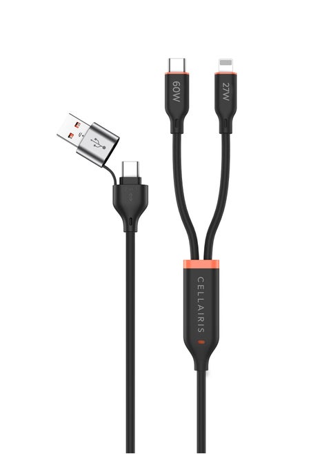 Premium Cable PD 2in1 1.2M, USB AND TYPE C To Lighting and Type C for Multiple Devices Apple & Android Fast Charging Cable for iPhone 14/ 13 / 12 /11 /8 /iPad Pro & Android Phones Samsung Series